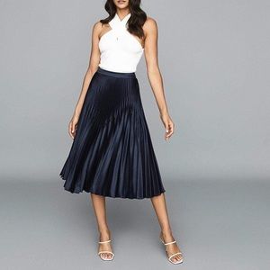 NWT REISS Dora Pleated Skirt, Black